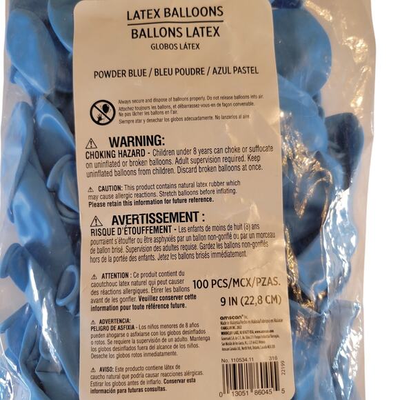 9” Powder Blue Latex Balloons 100ct – Party Decoration & Events Birthday Wedding - Picture 4 of 4